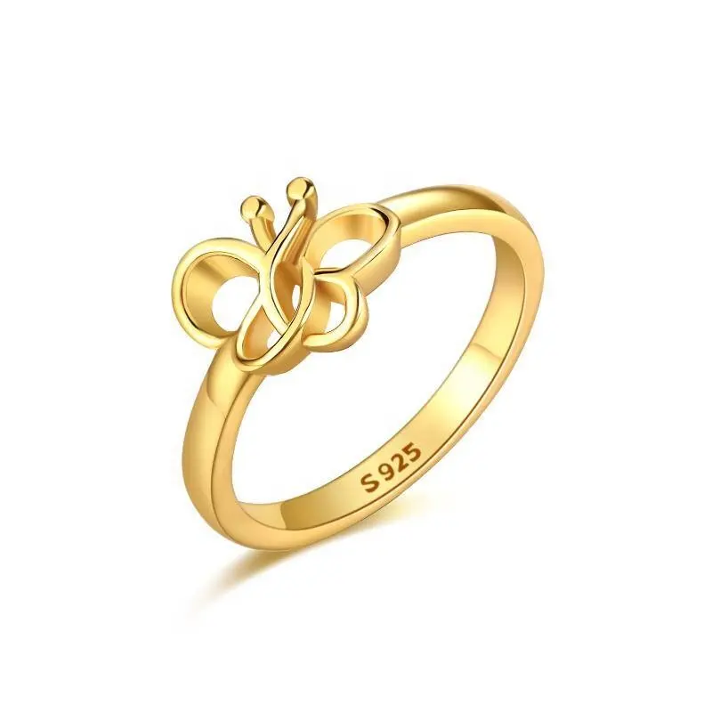 925 Sterling Zilveren Ringen Sieraden Vergulde Vlinder Vinger Maat 7 Ring Voor Vrouwen