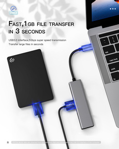 Logo personalizzato 10 / 100 / 1000Mbps USB a RJ45 adattatore USB 3.0 a rete Ethernet adattatore con 3 USB 3.0 hub - Product Image 4