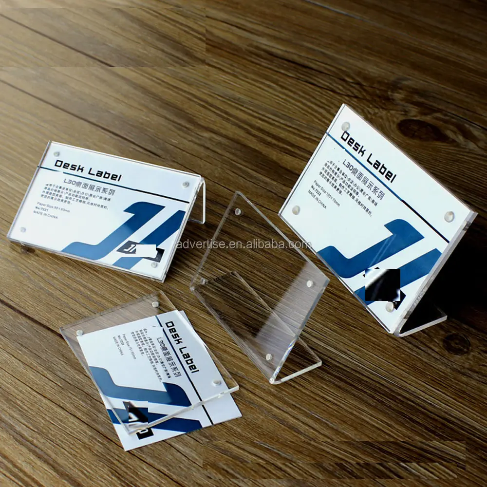 L-Hình Acrylic Trong Suốt Thẻ Giá Nhãn Khung Truy Cập Hàng Đầu Đứng Trường Hợp Đăng Ký Mini Thẻ Giá Tag Label Hiển Thị chủ