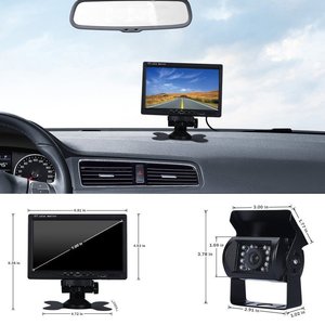 Podofo 7 “LCD 显示汽车后视显示器 4 针连接器车辆反向备份相机房车拖车露营者 - Product Image 2