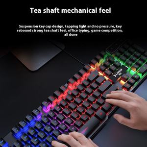 Juego de teclado y mouse con cable mecánico Juego de color claro/Escritorio/Oficina/Esports Compatible con computadora portátil/computadora portátil
