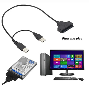 USB de alta velocidad 2,0 a nuevo adaptador de Cable DE DATOS DE 7 + 15 pines 22 pines 2,5 3,5 pulgadas Dual USB 3,0 Cable de accionamiento fácil con puerto de alimentación de CC