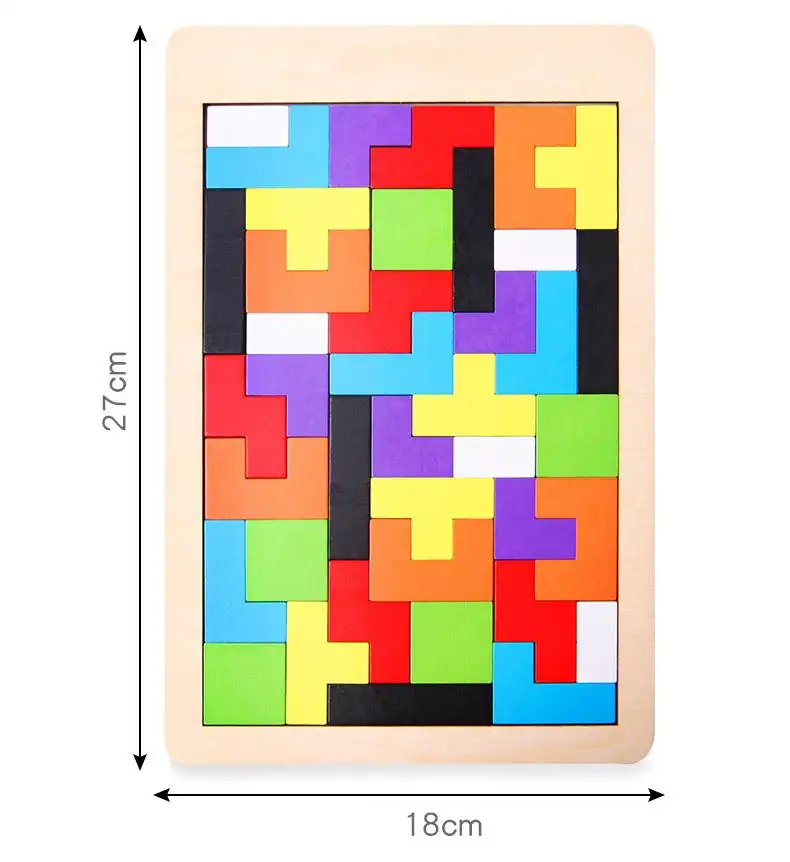 Blocs Puzzle Casse-tête Jouet Tangram Jigsaw Blocs Jeu STEM Jouets Éducatifs Moins Cher En Bois Intelligence Coloré 3D Bois