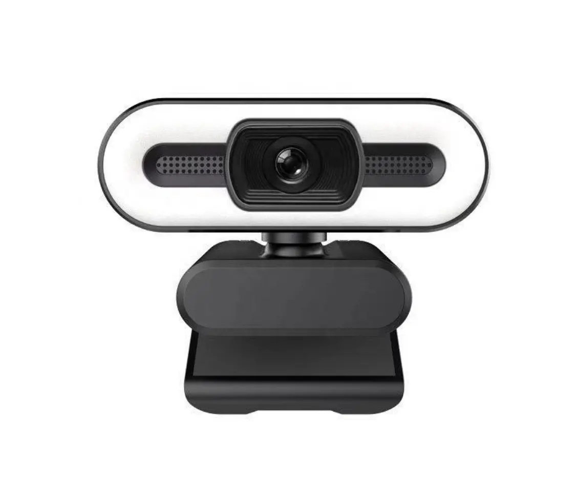 1080P بث مباشر فيديو كاميرا ويب كاميرا بـ USB مع ميكروفون لأجهزة الكمبيوتر المحمول PC مع مصباح مصمم على شكل حلقة