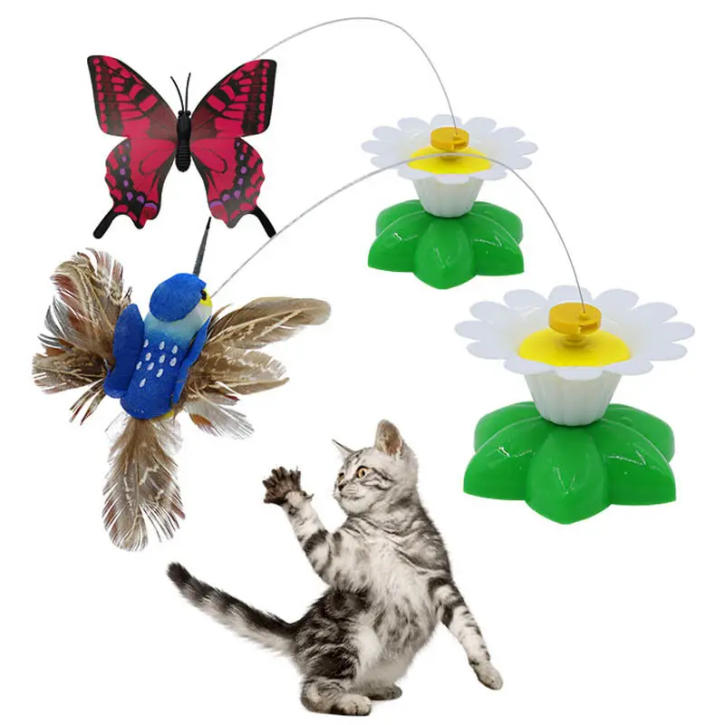 Komik uçan kelebek kuşlar akıllı kedi oyuncak kedi zeka geliştiren oyuncak elektrikli kedi oyuncak