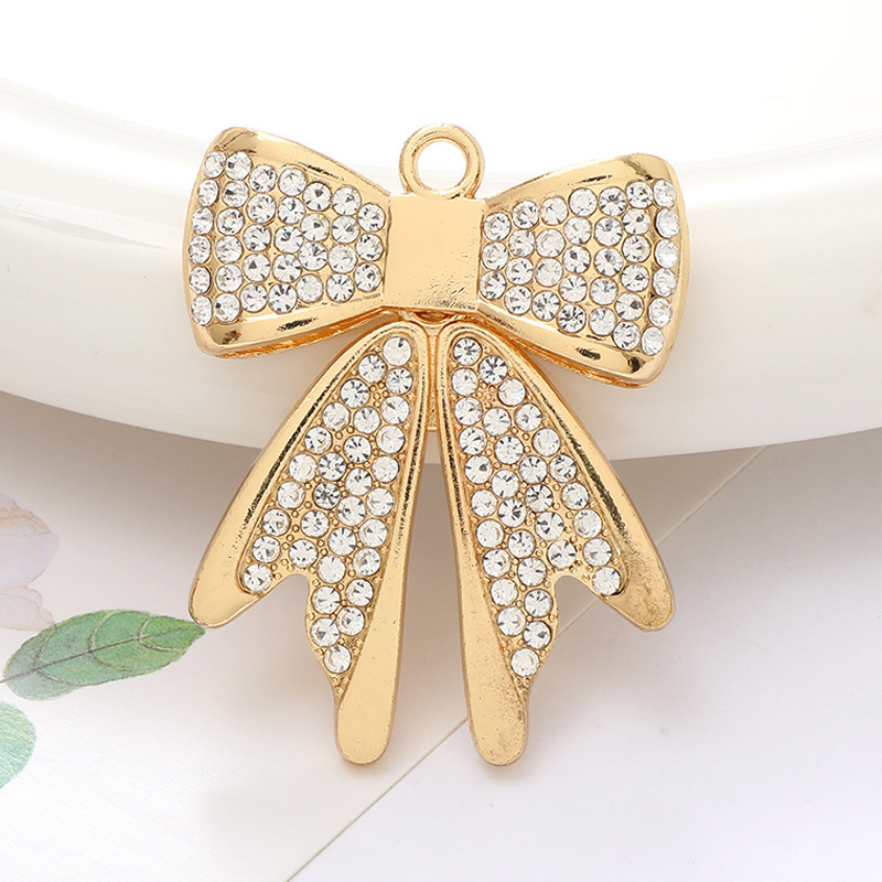 D3104 full diamond bow gold base white