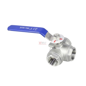 不锈钢NPT BSP 1.6mpa带柄锁不锈钢304 316 t口手动2英寸三通螺纹球阀 - Product Image 3