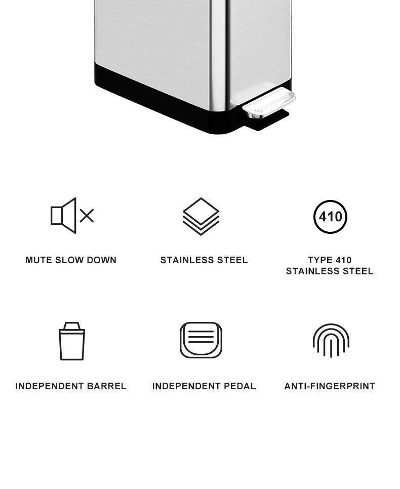 Cross-border kitchen living room European style creative stainless steel quiet garbage can