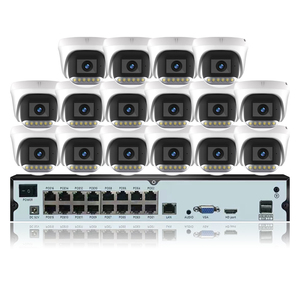 16CH Smart AI Network Turret Full Color 3MP 5MP 8MP Ip Cctv Cámaras DE SEGURIDAD Set 4K POE NVR Kit Sistema de monitoreo de 16 canales - Product Image 1