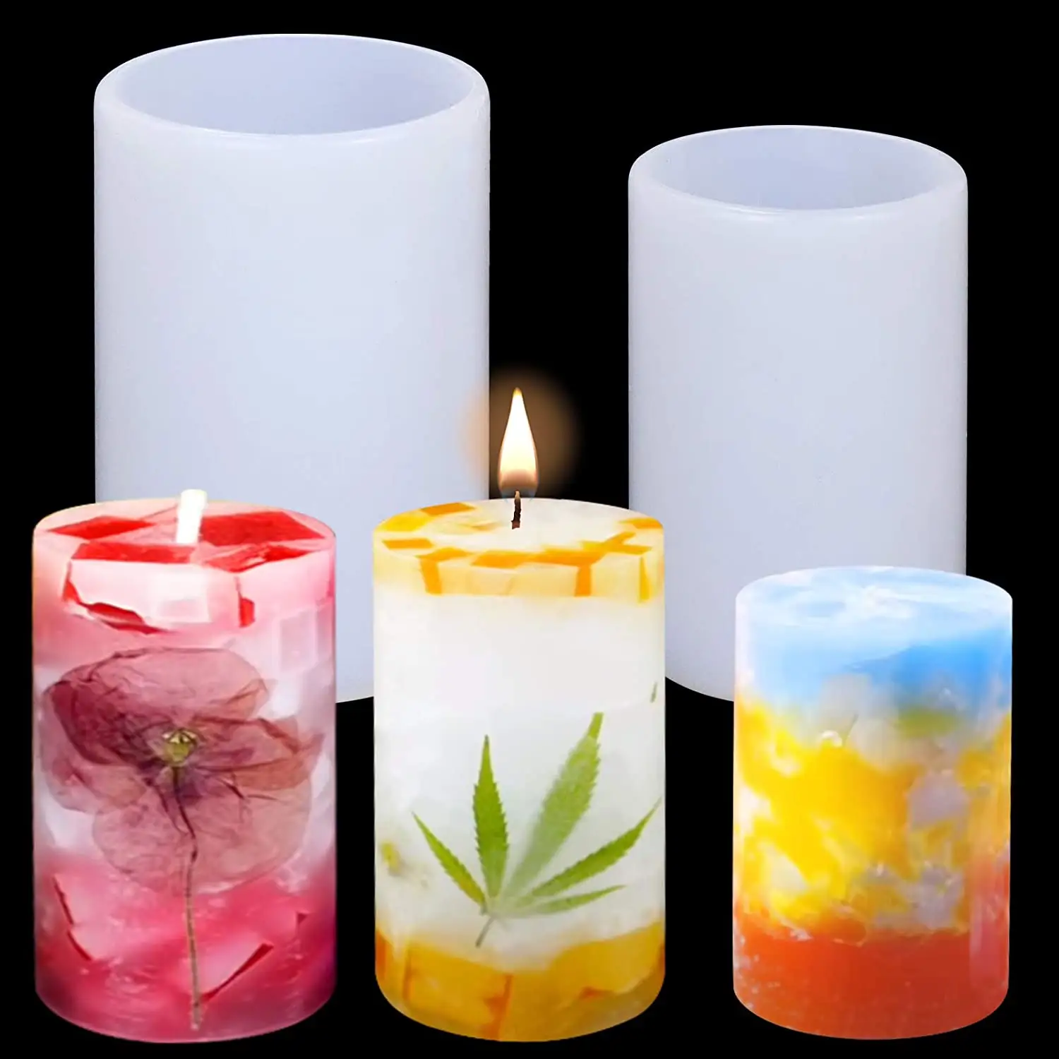 Stampi per candele cilindriche per la produzione di candele stampi in Silicone per pilastri per stampi epossidici per colata in resina per la produzione di candele di cera