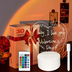 Modern 3D LED not kurulu ile renkler yeniden yazılabilir akrilik lamba USB gece lambası yaratıcı LED tasarım stili ve kalem aksesuarı - Product Image 1