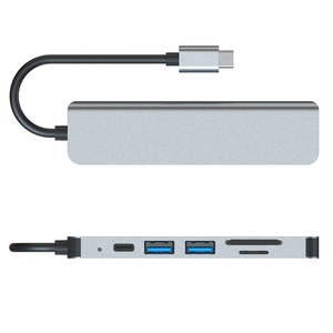 6 in 1 <strong>USB</strong> Type C Hub Adapter with 4K HDMI Multiport Card Reader USB3.0 TF PD SD Reader All in One for <strong>PC</strong> Computer Accessories - Product Image 6