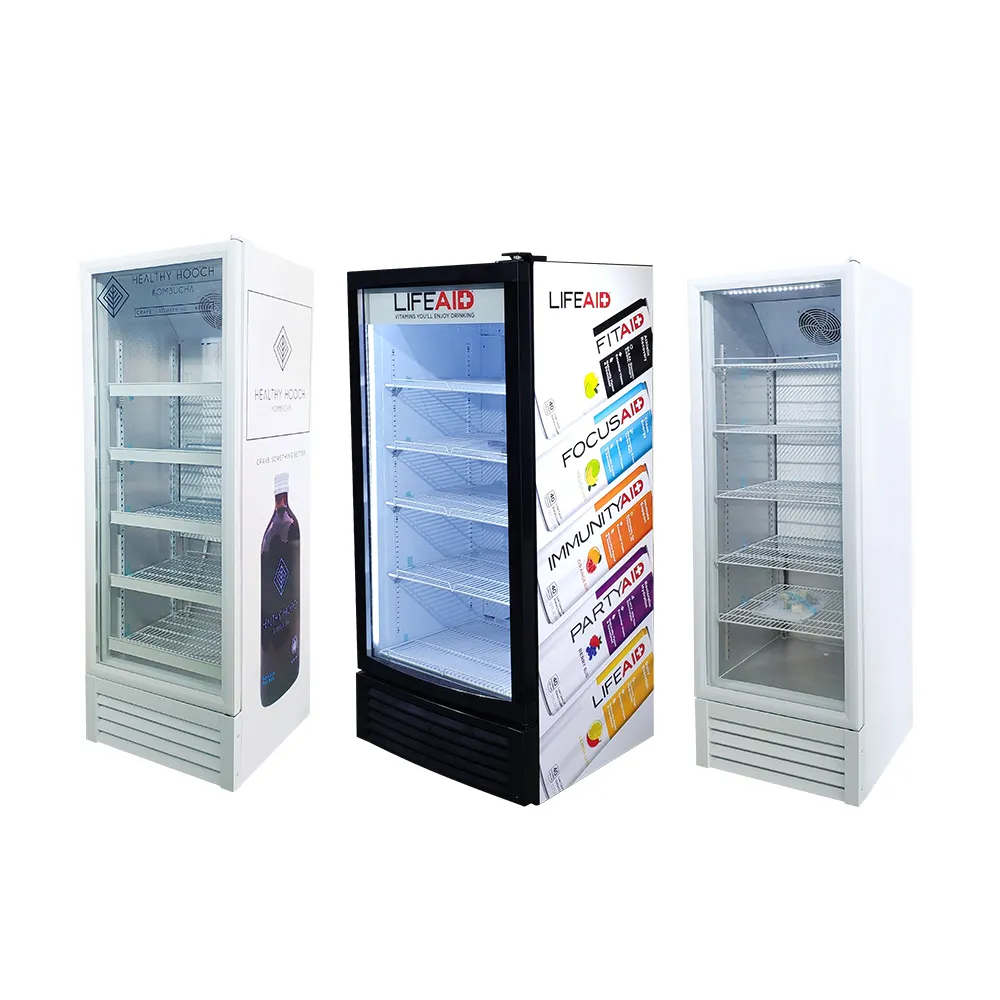 Meisda refrigerador com display comercial 235l, refrigerador vertical para superfície