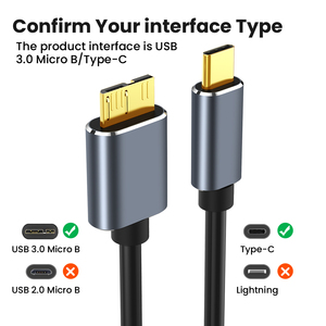 PSDA USB C型至微型B USB 3.0电缆5gbps快速数据同步线适配器移动硬盘数据线 - Product Image 6