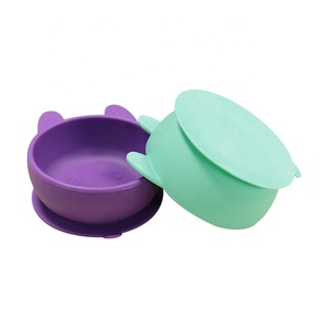 BPA-Free Plastic Spill Proof Stay <strong>Put</strong> Suction Feeding Bowl with Lid for Baby Toddler Kids