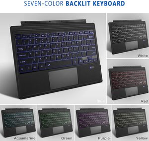 适用于带触摸板的Surface Pro 7无线键盘盒7彩色背光充电电池可拆卸键盘 - Product Image 3