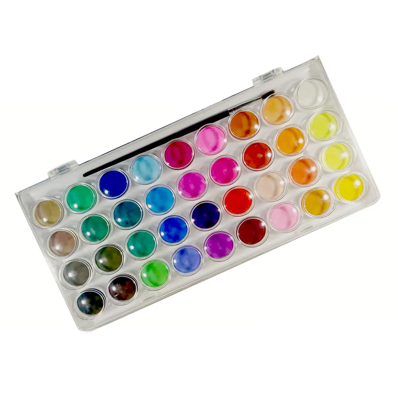 ألوان راقية مطبوعة 36 لون كعكة مائية صلبة مع فرشاة مائية