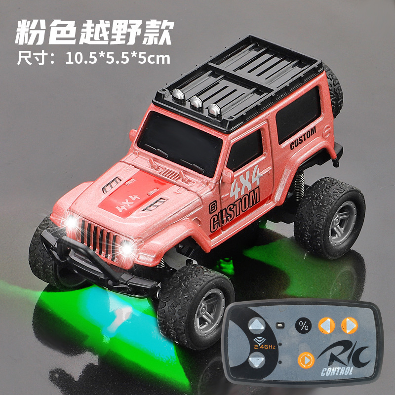 Mini coche de aleación con control remoto - Modelo todoterreno rosa