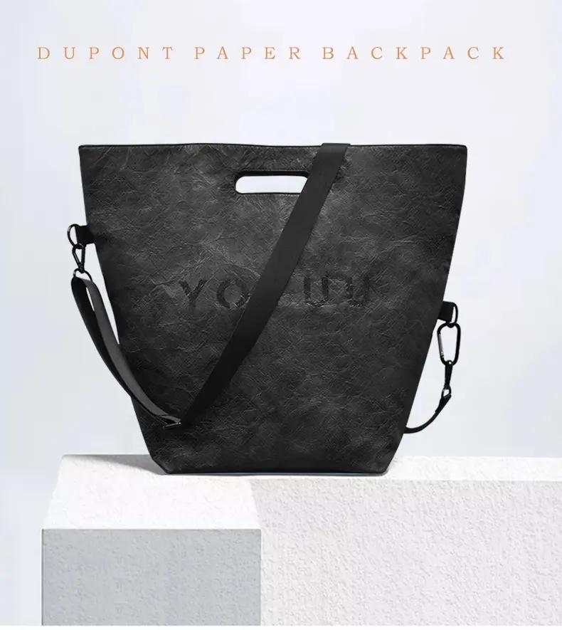 Sac à main bandoulière de grande capacité pour femmes, nouveau Design à la mode, sac fourre-tout en papier Tyvek avec impression personnalisée, Logo noir