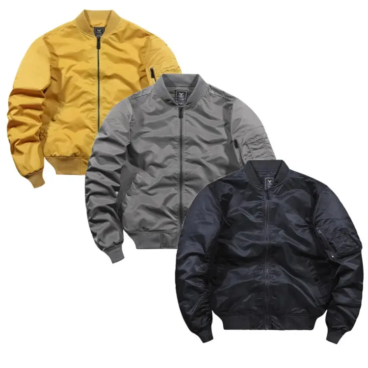 Sıcak satış yüksek kaliteli özel uçuş nakış ceketler desen özel birinci sınıf ceket rahat fermuar bombacı ceket erkekler