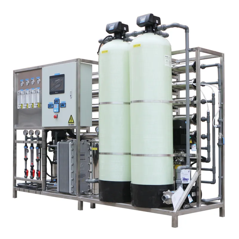 Système d'eau RO à contrôle automatique de 1 tonne à deux étages, Machine de filtration des eaux usées pour l'eau minérale/industrielle, vente en gros