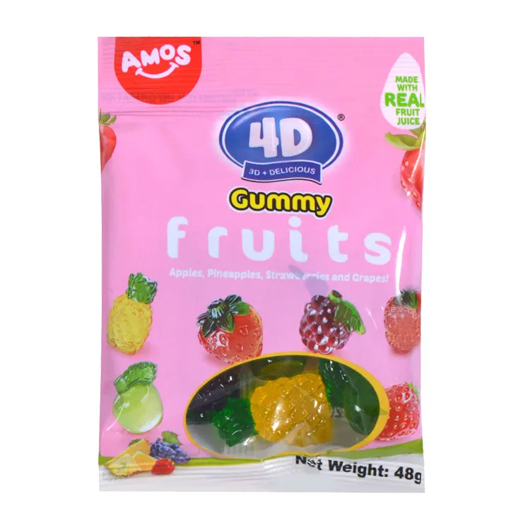 도매 Haccp/Brc 인증서 Oem 48G 가방 포장 장난감 사탕 잼 구미 과일 모듬 사탕