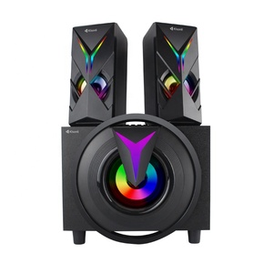 Kisonli 2,1 Altavoces de computadora de escritorio con Subwoofer RGB 16W Sonido estéreo Sistema multimedia alimentado por USB Entrada auxiliar para PC - Product Image 4