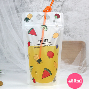 100 adet/grup gıda <span class=keywords><strong>s</strong></span>ınıfı yeniden kapatılabilir saman ile 450ml meyve suyu paket ambalaj stand up