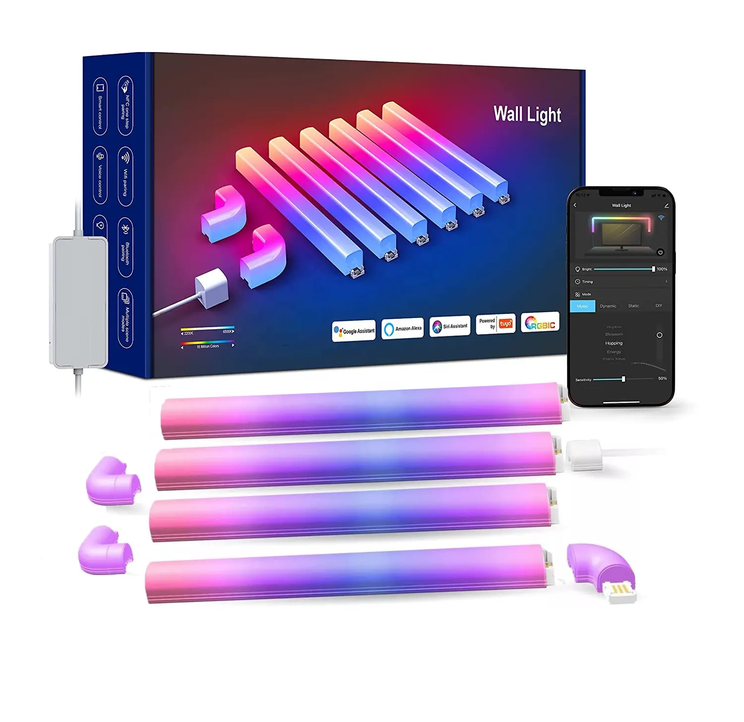 Tự làm thông minh tuya App LED Tường thanh ánh sáng cho chơi game điều khiển từ xa âm nhạc đồng bộ cho phòng ngủ trang trí nội thất rgbic thông minh Đèn tường