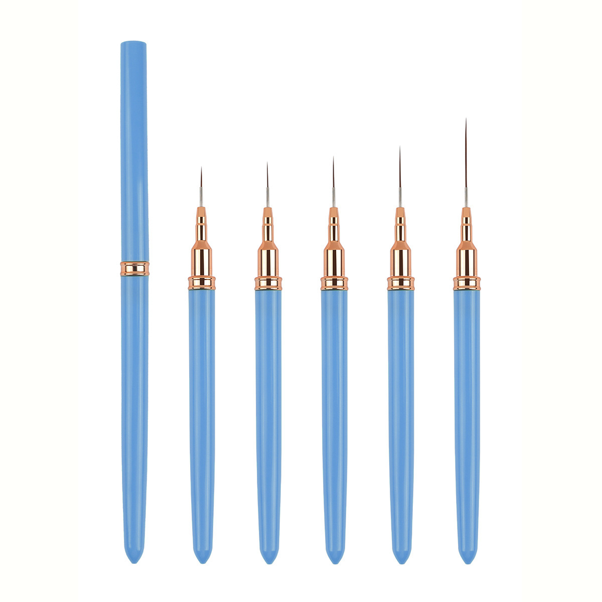 Stylo à ligne de traction à placage bleu, sachet de 5
