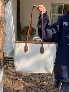 Koreanische Art Retro große Kapazität Einkaufstasche Frauen Hochwertige PU-Futter Handtasche Benutzer definiertes Logo Quadratisch gemusterte Schulter handtasche