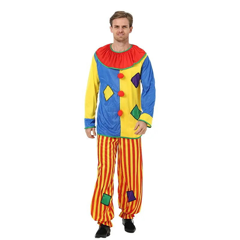 Customized Orange Stripe Clown Suit Halloween Cosplay Costumes Masquerade Joker Suit