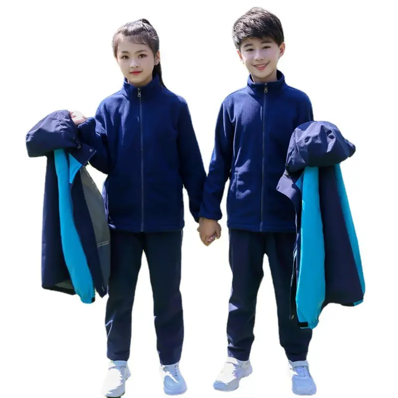 Alta calidad más cálido al aire libre 2 piezas niños abrigos de invierno chaqueta de esquí con capucha