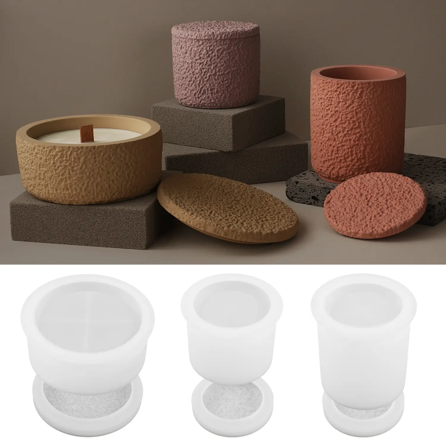 DIY cristal gouttes colle ciment tasse lave irrégulière avec couvercle gypse bougie tasse décoration miroir silicone moule