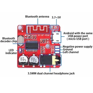 <strong>Bluetooth</strong> Audio Receiver Board <strong>Bluetooth</strong> 5.0 Mp3 Lossless Decoder Board Wireless Stereo Music Module 3.7-5v Xy-bt-mini