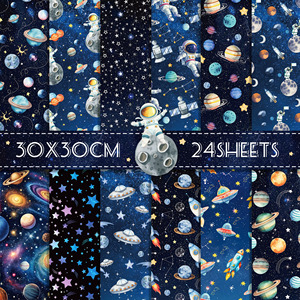 Huancai không gian sổ lưu niệm giấy Phi Hành Gia hai mặt giấy thủ công tự làm để gói quà Tặng Album ảnh trang trí tiệc sinh nhật - Product Image 1