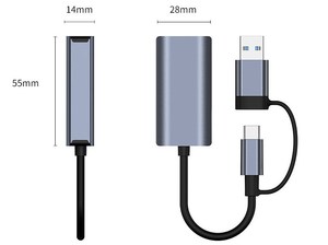 USB3.0 TYPE-C <strong>to</strong> RJ45 1000Mbps Network Card for PC - Product Image 2