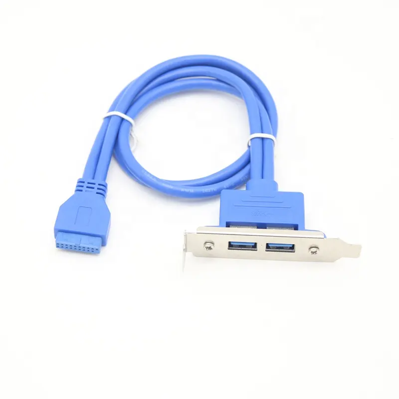 Adaptateur 2 Ports USB 3.0, 50cm, panneau arrière femelle à 20 broches, câble vers alimentation, avec support PCI, en stock, 1 pièce