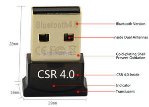 高品质迷你便携式通用串行总线2.0加密狗CSR 4.0蓝牙加密狗，适用于电脑音频悬挂鼠标和扬声器10m范围