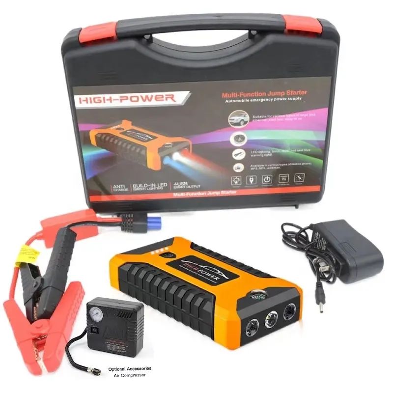 Draagbare Voertuig Gereedschap Weg Noodkits Jump Box Power Bank Auto Accu Jump Starter Met Compressor