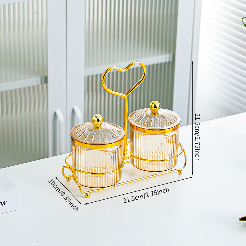 Amber-colored 2-can diamond-capped heart-shaped holder