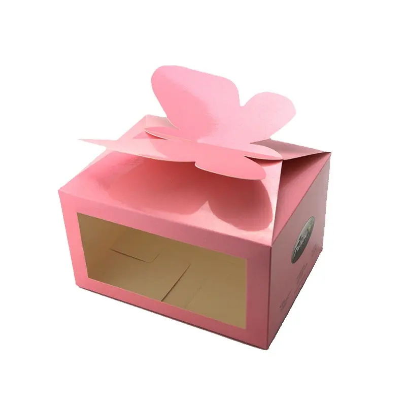 Boîte à gâteau transparente de mariage, cupcake en papier, personnalisé de bonne qualité boîte à gâteau papillon avec fenêtre, 1 pièce