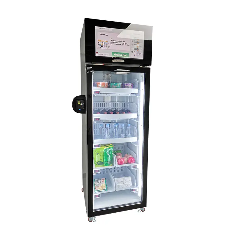 Máquina inteligente de venda de geladeira, lanche, vinho, leitor de cartão para alimentos e bebidas