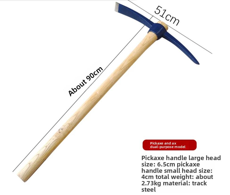 Blue Pickaxe (with Solid Wood Handle)