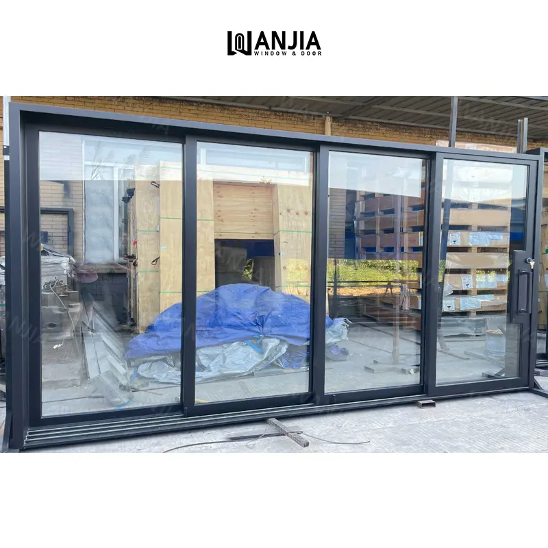 WANJIA aluminium double tempered glass sliding doors high quality energy efficient sliding door