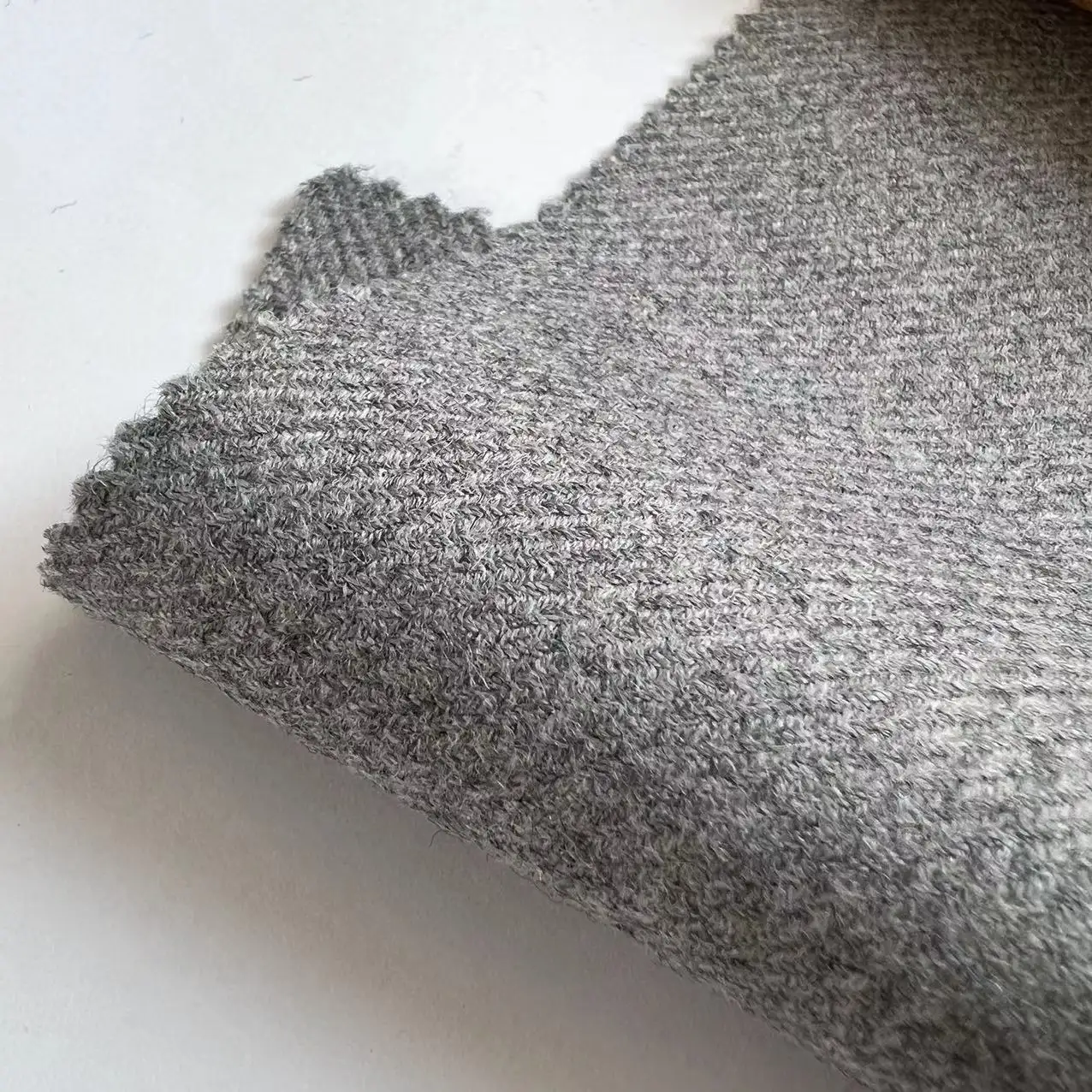 Fashiontex tessuto per cappotti di lana in fibra di lana di pecora grigio melange durevole
