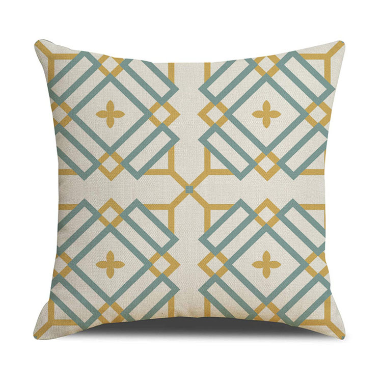 Nordic Geometric Plaid Linen Pillowcase Cushion Cover Printed Car Sofa Bed Pillow Cushion Pillow Cover