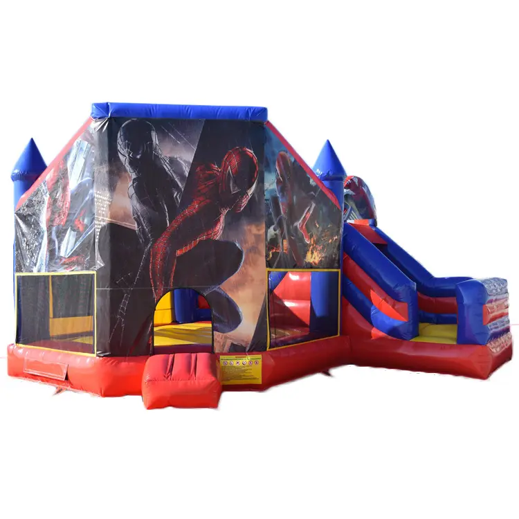 Outdoor commercial kids bouncy combo castle inflatable bouncer water slide jumper spiderman bounce house for sale