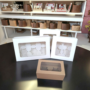 <span class=keywords><strong>Cupcake</strong></span> hộp bán buôn giấy trắng Bánh Hộp 6 gói <span class=keywords><strong>cupcake</strong></span> hộp giấy cho bánh bao bì thực phẩm - Product Image 3