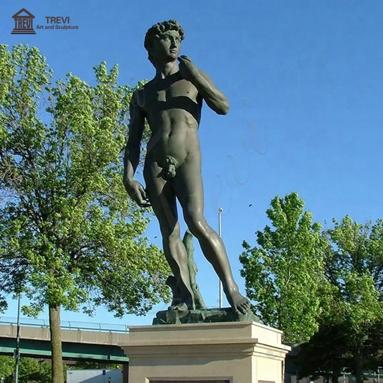 Yaşam boyutu ünlü bronz çıplak adam döküm figürü David heykel heykeli